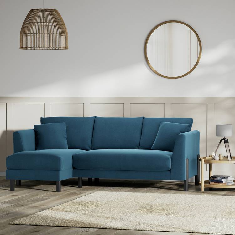 Habitat Aston Left Hand Corner Sofa - Ink Blue - Black Leg 0