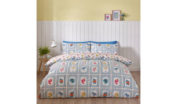 Catherine Lansfield Riviera Tiles Blue bedding Set - King