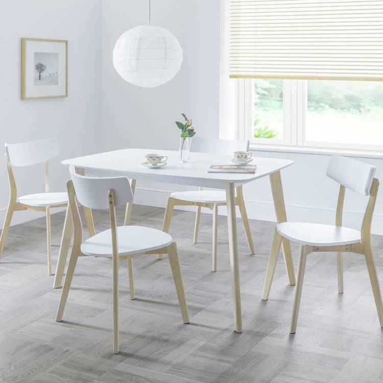 Julian Bowen Casa White Dining Table & 4 White Chairs 0