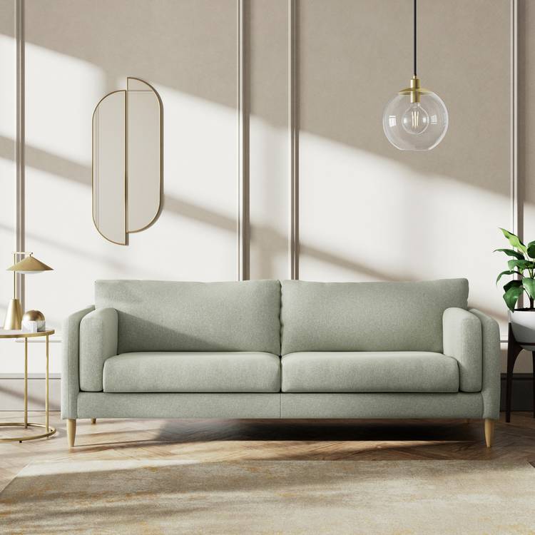Habitat Newington Fabric 4 Seater Sofa - Sage Green -Ash Leg 0