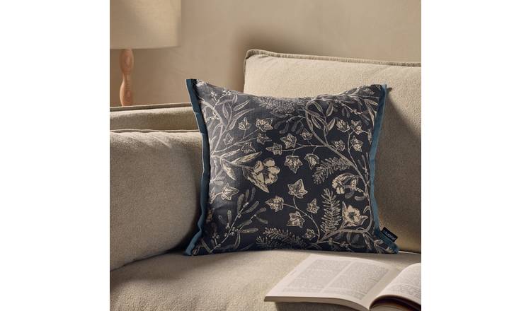 Habitat Winter Floral Cushion - Grey - 43x43cm