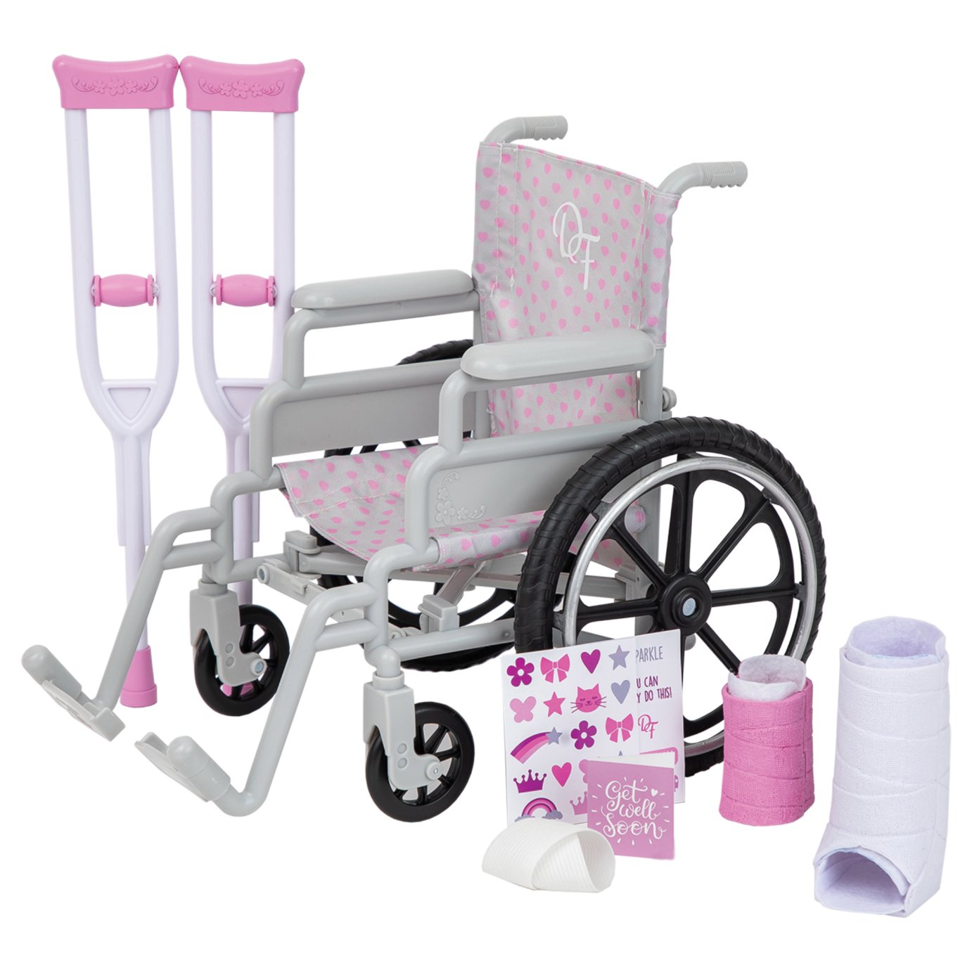 Designafriend Dolls Wheelchair and Crutches Playset