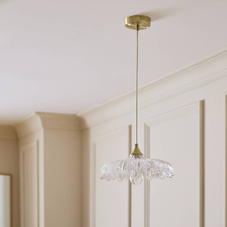 Habitat Petal Glass Pendant Ceiling Light - Brushed Brass 0