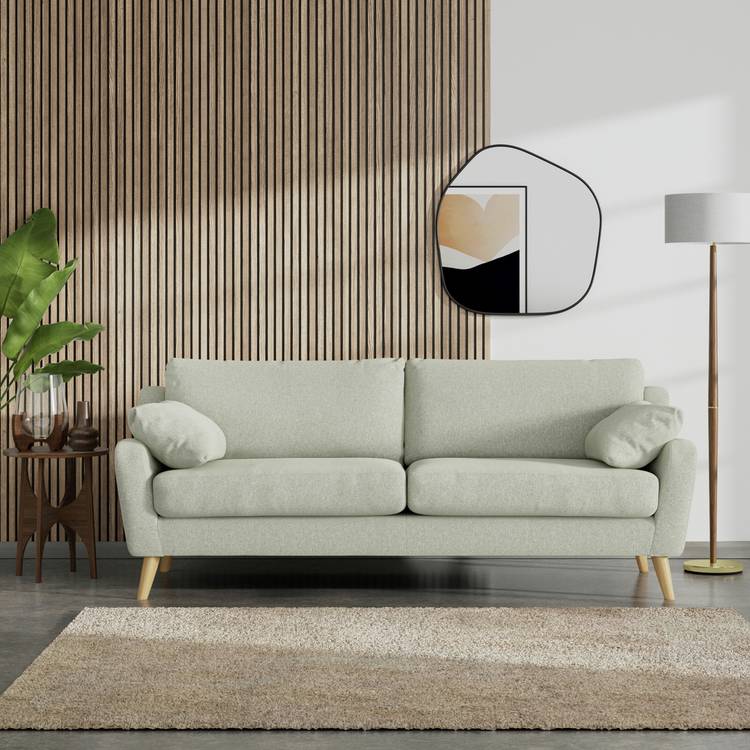 Habitat Ivor Fabric 4 Seater Sofa - Sage Green - Ash Leg 0