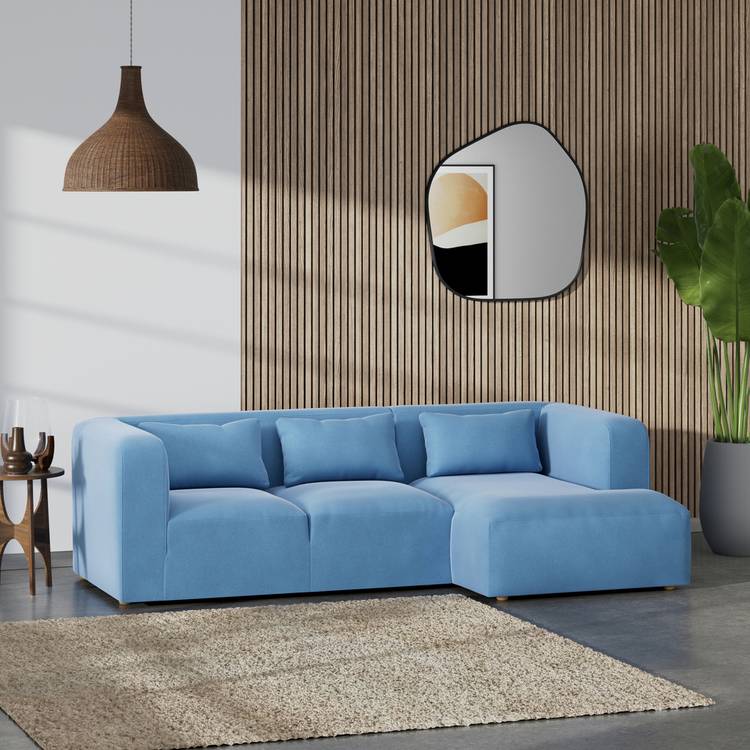 Habitat Lars Right Hand Corner Sofa - Sky Blue - Ash Leg 0