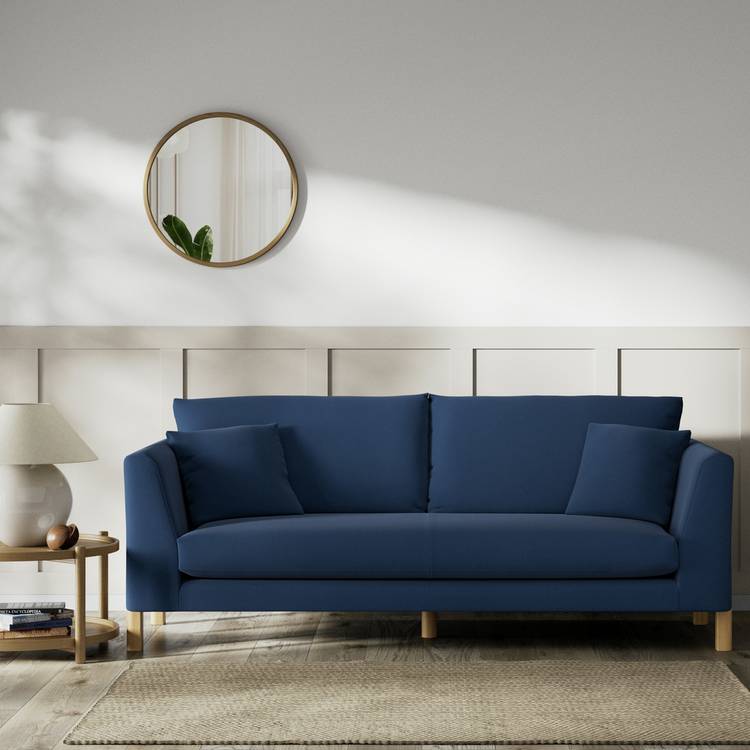 Habitat Aston Fabric 3 Seater Sofa - Navy Blue - Ash Leg 0