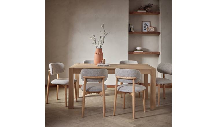 Habitat Alston Extending Oak Dining Table & 6 Natural Chairs