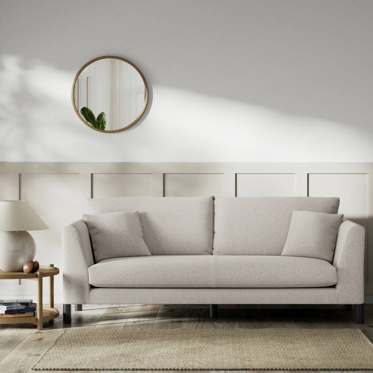 Habitat Aston Fabric 3 Seater Sofa - Stone - Black Leg 0