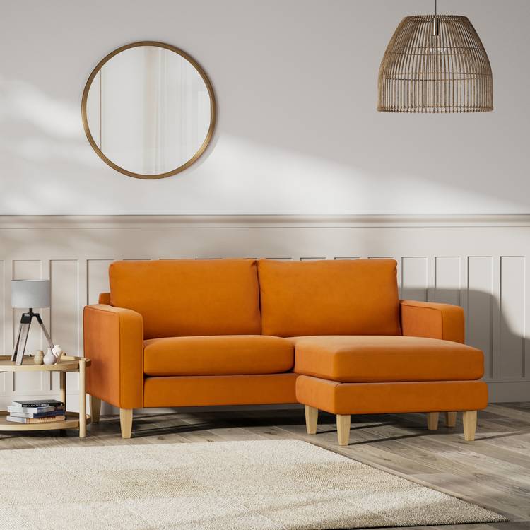 Habitat Flint Fabric Reversible 3 Seater Corner Sofa -Orange 0