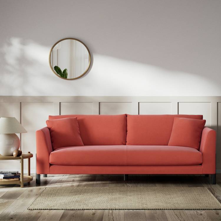 Habitat Aston Fabric 4 Seater Sofa - Papaya - Black Leg 0