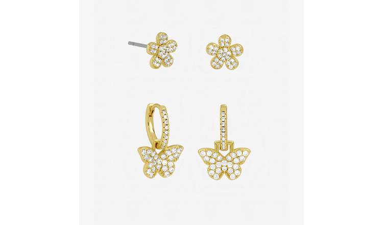 Jon Richard Gold Plated Butterfly Hoops - Pack of 2