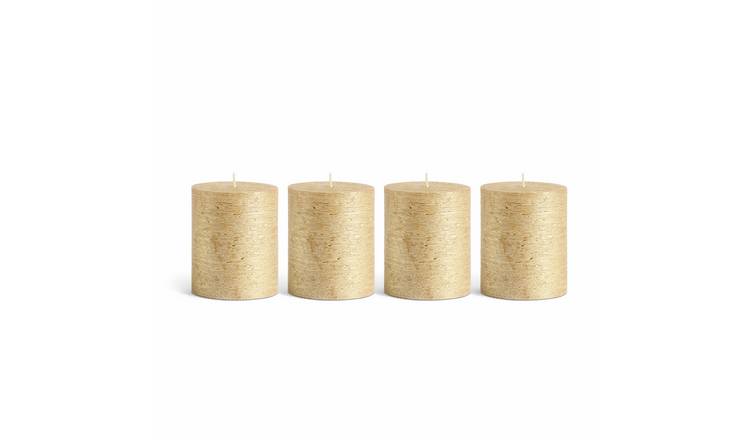 Argos Home Small Pillar Candles - Gold - Set of 4