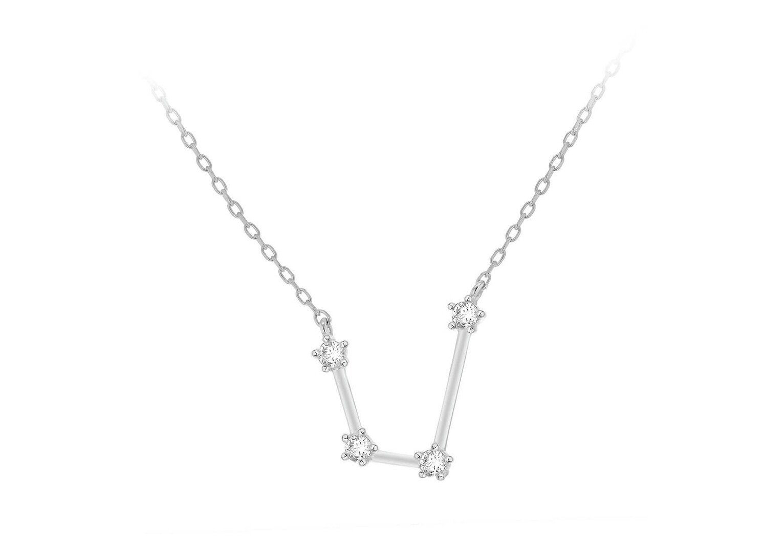 Sterling Silver Star Sign Pendant Necklace - Aquarius