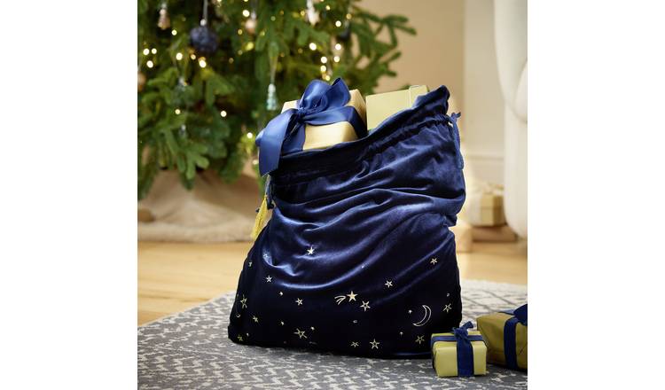 Habitat Gold Moons and Stars Navy Christmas Sack