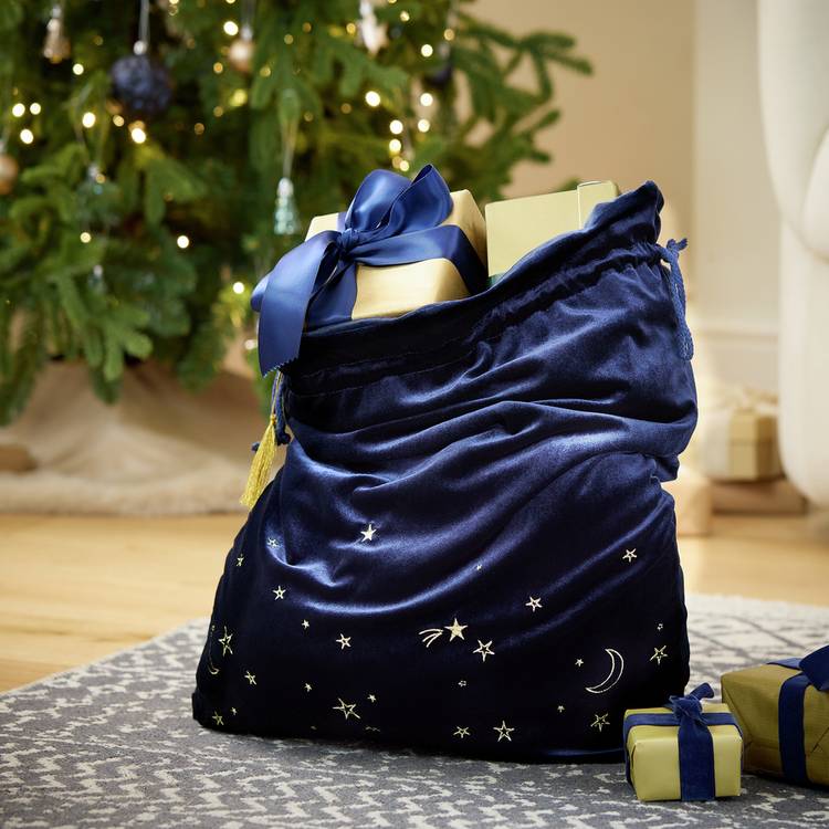 Habitat Gold Moons and Stars Navy Christmas Sack 0