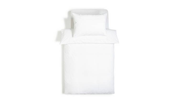 Argos Home Brushed Cotton Plain White Bedding Set - Single