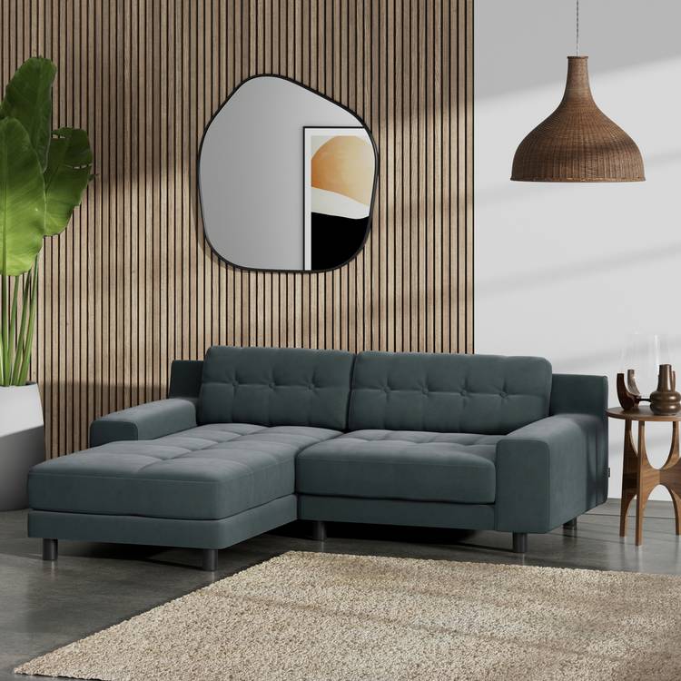 Habitat Hendricks Left Hand Corner Sofa -Charcoal-Black Leg 0