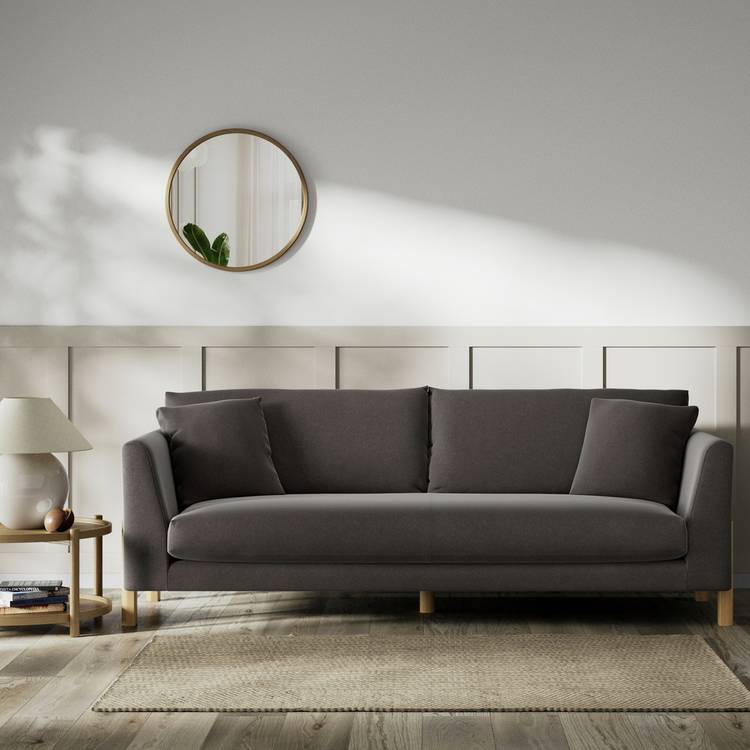Habitat Aston Velvet 4 Seater Sofa - Slate Grey - Ash Leg 0