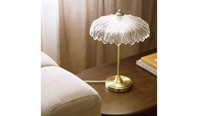 Habitat Petal Glass Table Lamp - Brushed Brass