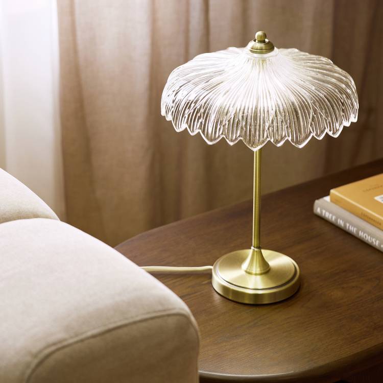 Habitat Petal Glass Table Lamp - Brushed Brass 0