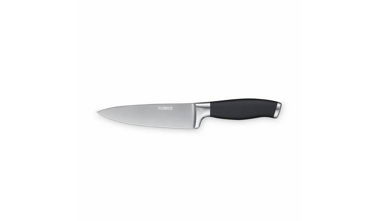 Tower Small Soft Grip Chef's Knife - Black & Silver