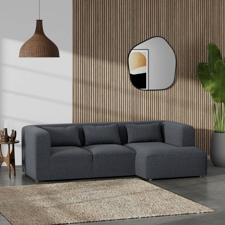 Habitat Lars Right Hand Corner Sofa - Charcoal - Ash Leg 0