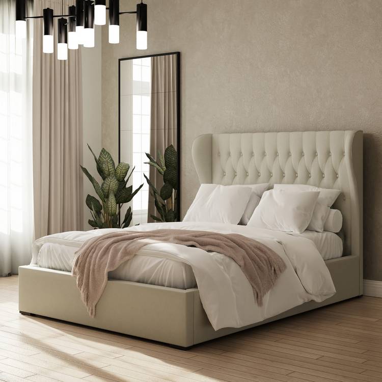 GFW Dakota Double End Lift Ottoman Bed With Mattress-Natural 0