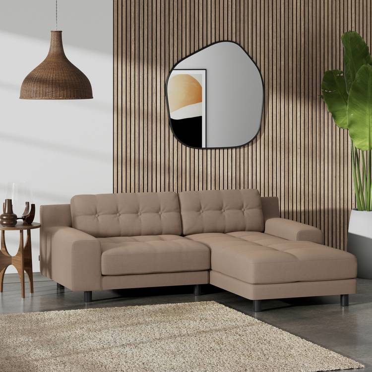 Habitat Hendricks right Hand Corner Sofa - Biscuit-Black Leg 0