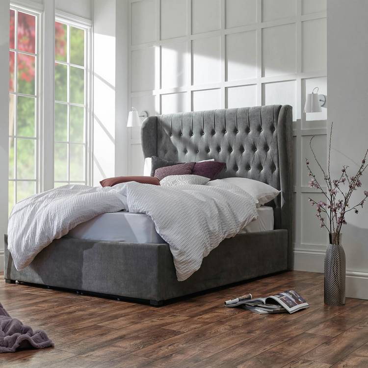 GFW Dakota Double End Lift Ottoman Bed with Mattress -Pewter 0