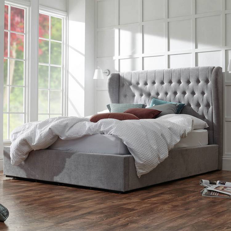 GFW Dakota Kingsize End Lift Ottoman Bed with Mattress -Grey 0