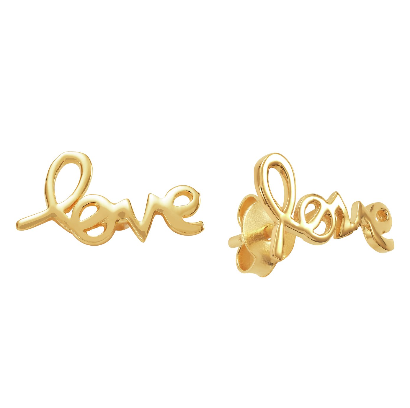 Revere 9ct Gold Plated Sterling Silver Love Stud Earrings Review