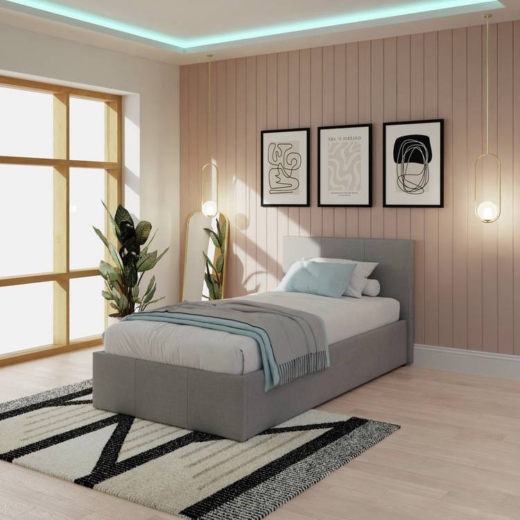 GFW Single Side Lift Ottoman Bed - Grey 0