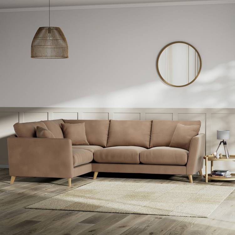 Habitat Lomond Left Hand Corner Sofa - Latte - Ash Leg 0