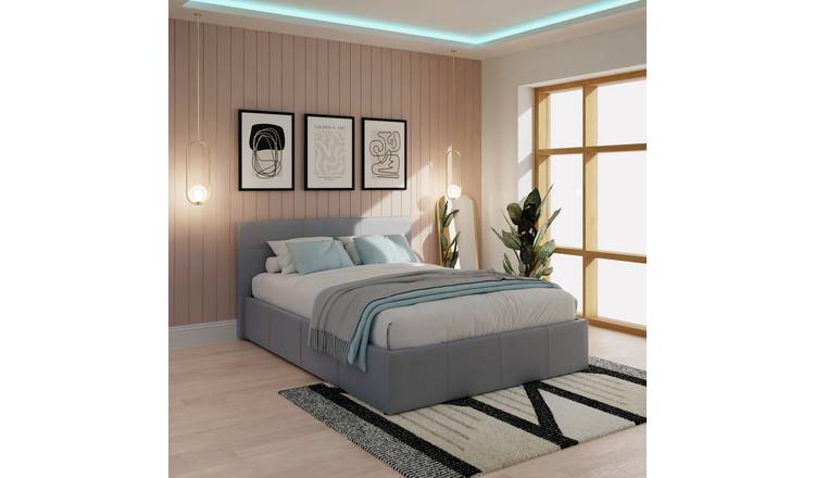 GFW Side Lift Kingsize Faux Leather Ottoman Bed - Grey