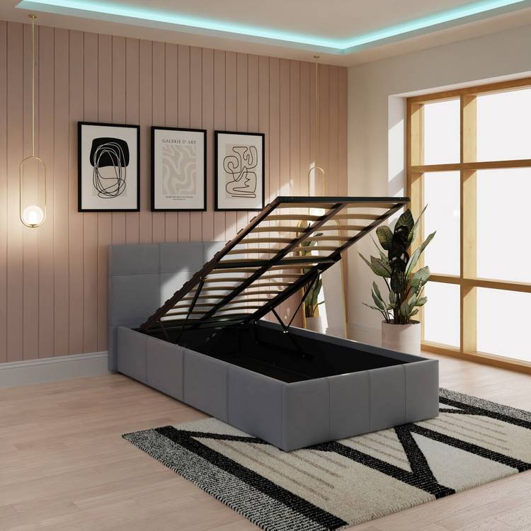 GFW End Lift Single Ottoman Bed - Grey 0