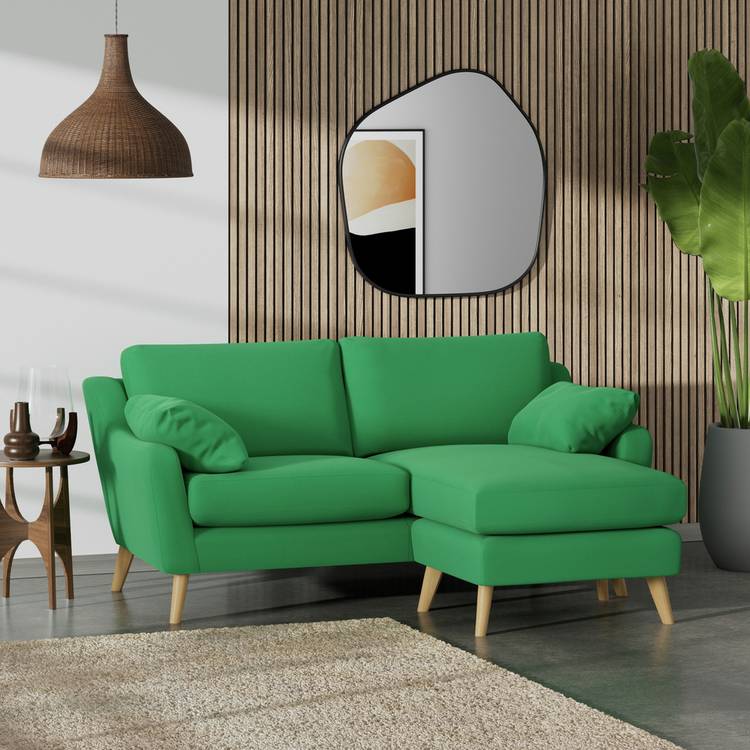 Habitat Ivor Right Hand Corner Sofa - Emerald Green-Ash Leg 0