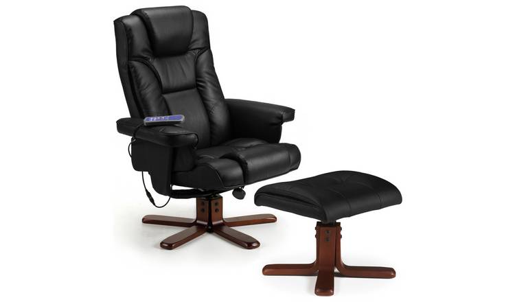 Julian Bowen Malmo Manual Recliner Chair & Footstool - Black