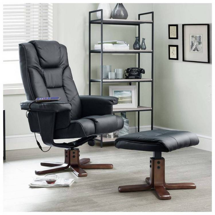 Julian Bowen Malmo Massage Recliner Chair & Footstool- Black 0