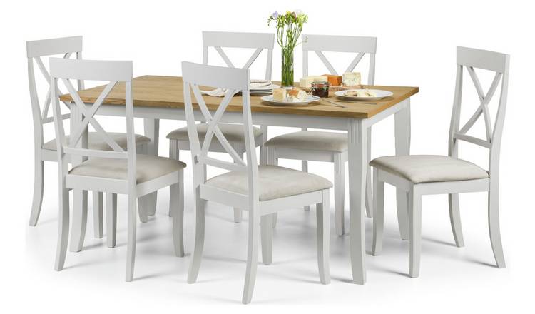 Julian Bowen Davenport Ivory Dining Table & 6 Ivory Chairs