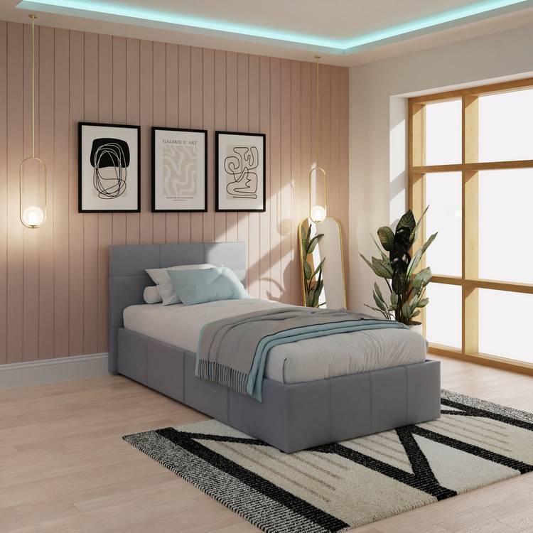 GFW End Lift Single Ottoman Bed with Mattress - Grey 0
