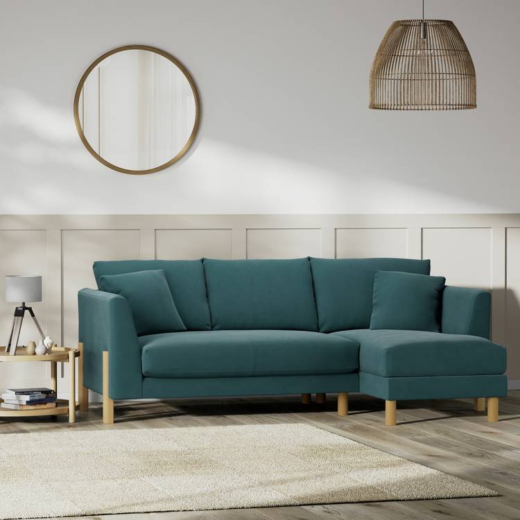 Habitat Aston Right Hand Corner Sofa - Teal - Ash Leg 0