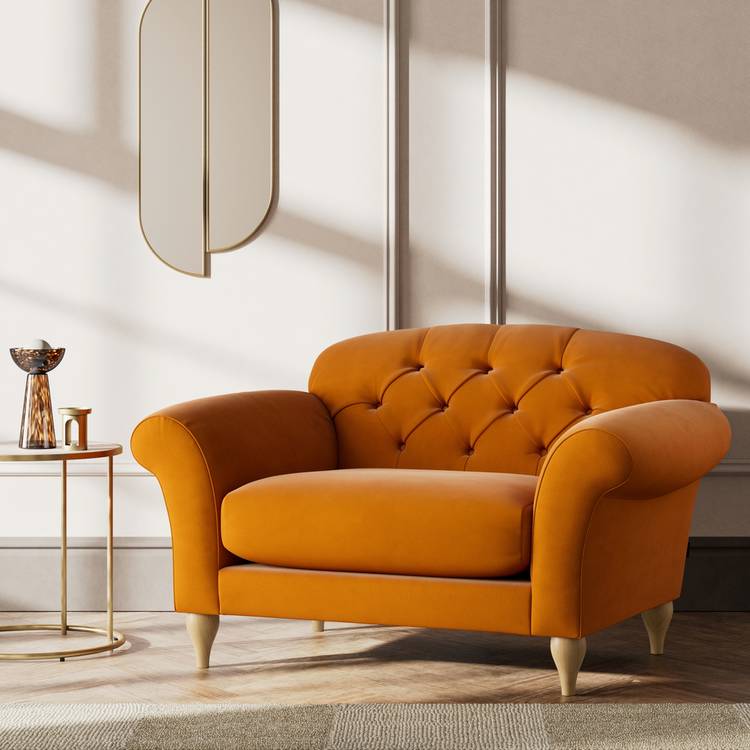 Habitat Brooker Fabric Cuddle Chair - Orange - Ash Leg 0