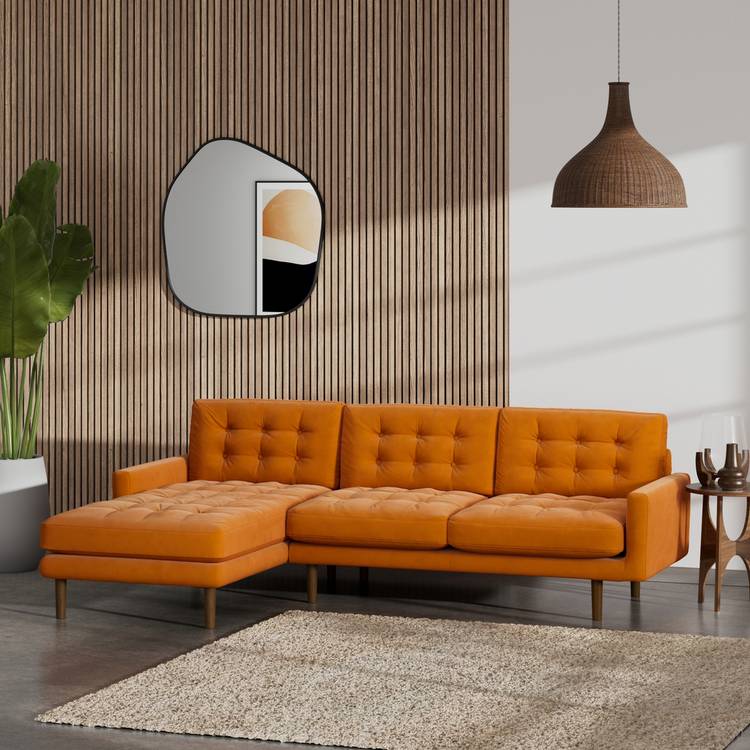 Habitat Fenner Left Hand Corner Sofa - Orange - Dark Leg 0