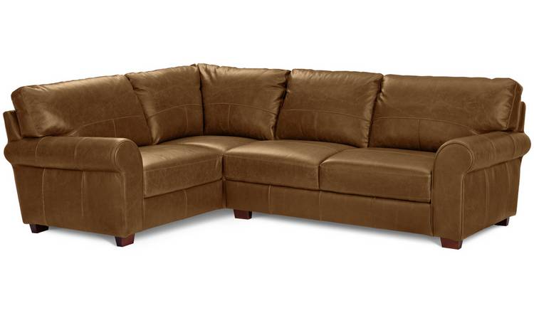 Argos Home Salisbury Leather Left Hand Corner Sofa - Tan