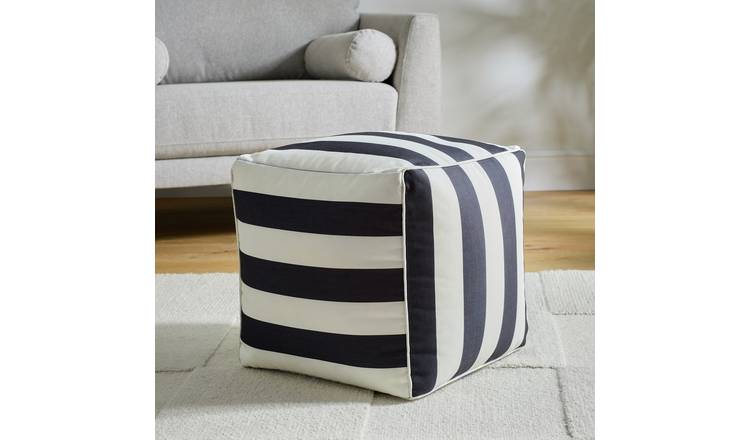 Argos Home Thea Fabric Footstool - Black & White