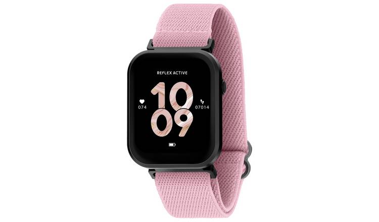 Reflex Active Pink Webbing Strap Calling Smart Watch