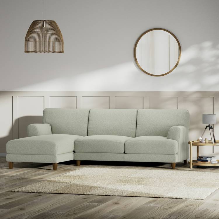 Habitat Askem Fabric Left Hand Corner Sofa - Sage Green  0