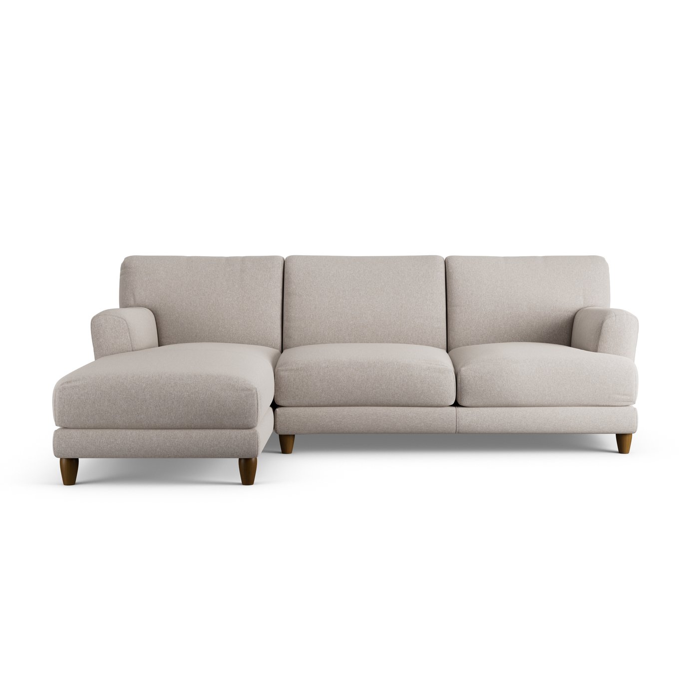 Habitat Askem Fabric Left Hand Corner Sofa - Stone -Dark Leg