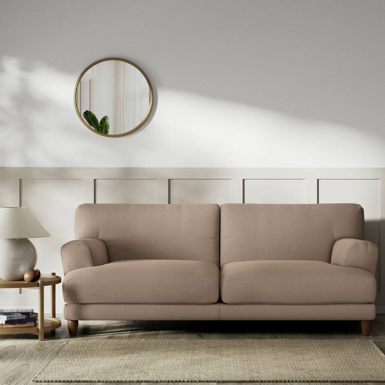 Habitat Askem Fabric 3 Seater Sofa - Biscuit - Dark Leg 0