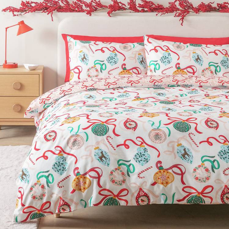 Argos Home Baubles and Bows Bedding Set - Single 0